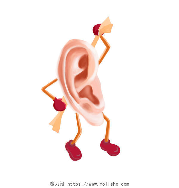 爱耳日耳朵写实拟人手绘洗耳清洗卡通全国爱耳日